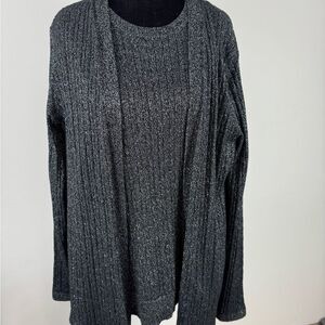 Kim Rogers Charcoal Cardigan Sweater and undertop. 2 pieces.